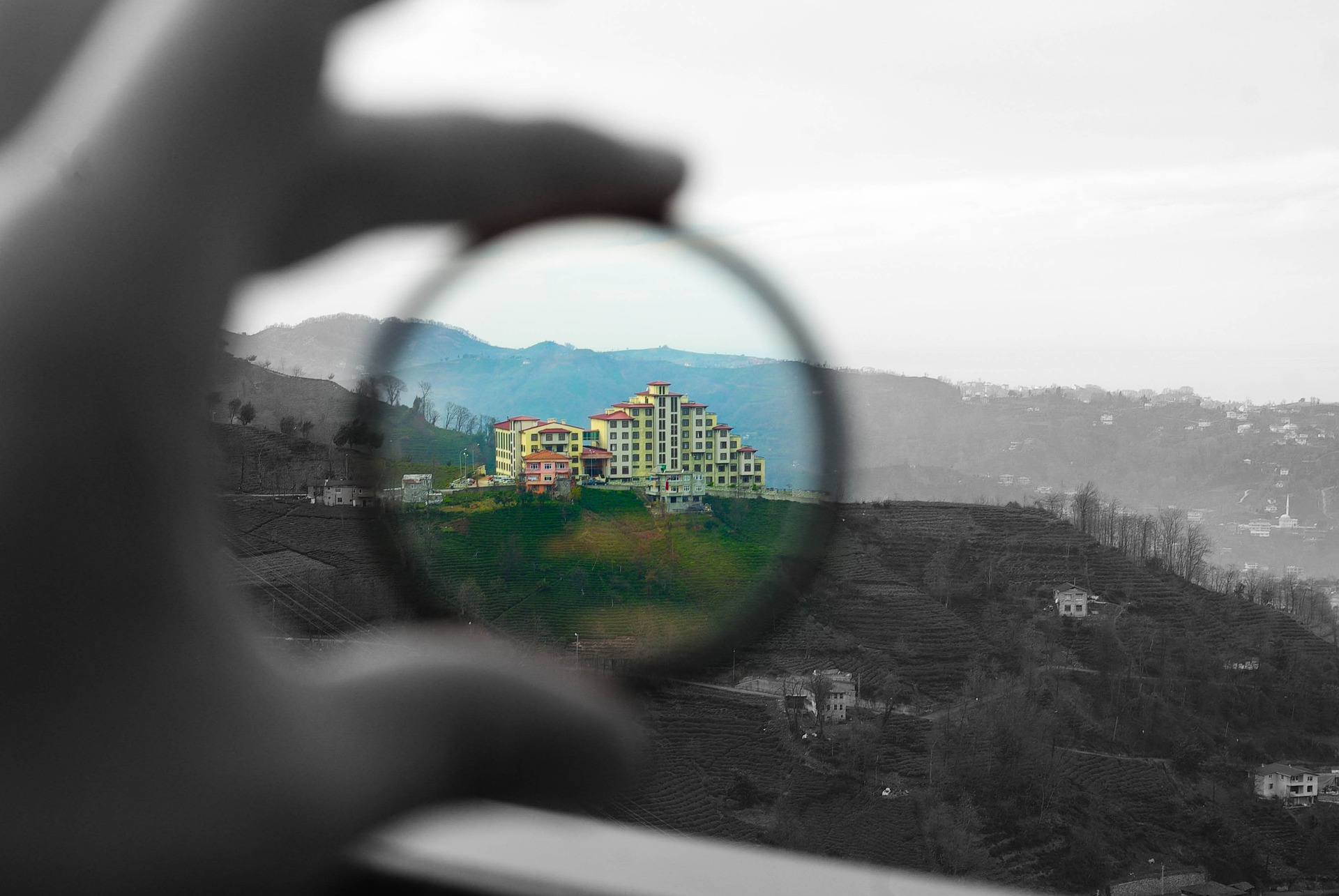 a landscape-filtered view through the lens